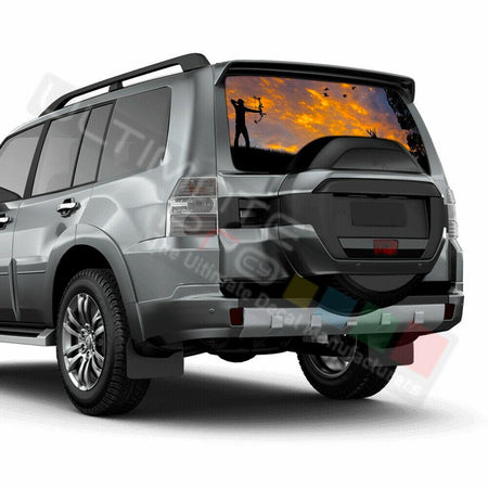 Camo Hunting Rear Window See Thru Stickers Perforated for Mitsubishi Pajero