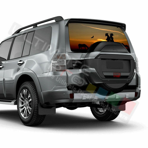 Camo Hunting Rear Window See Thru Stickers Perforated for Mitsubishi Pajero