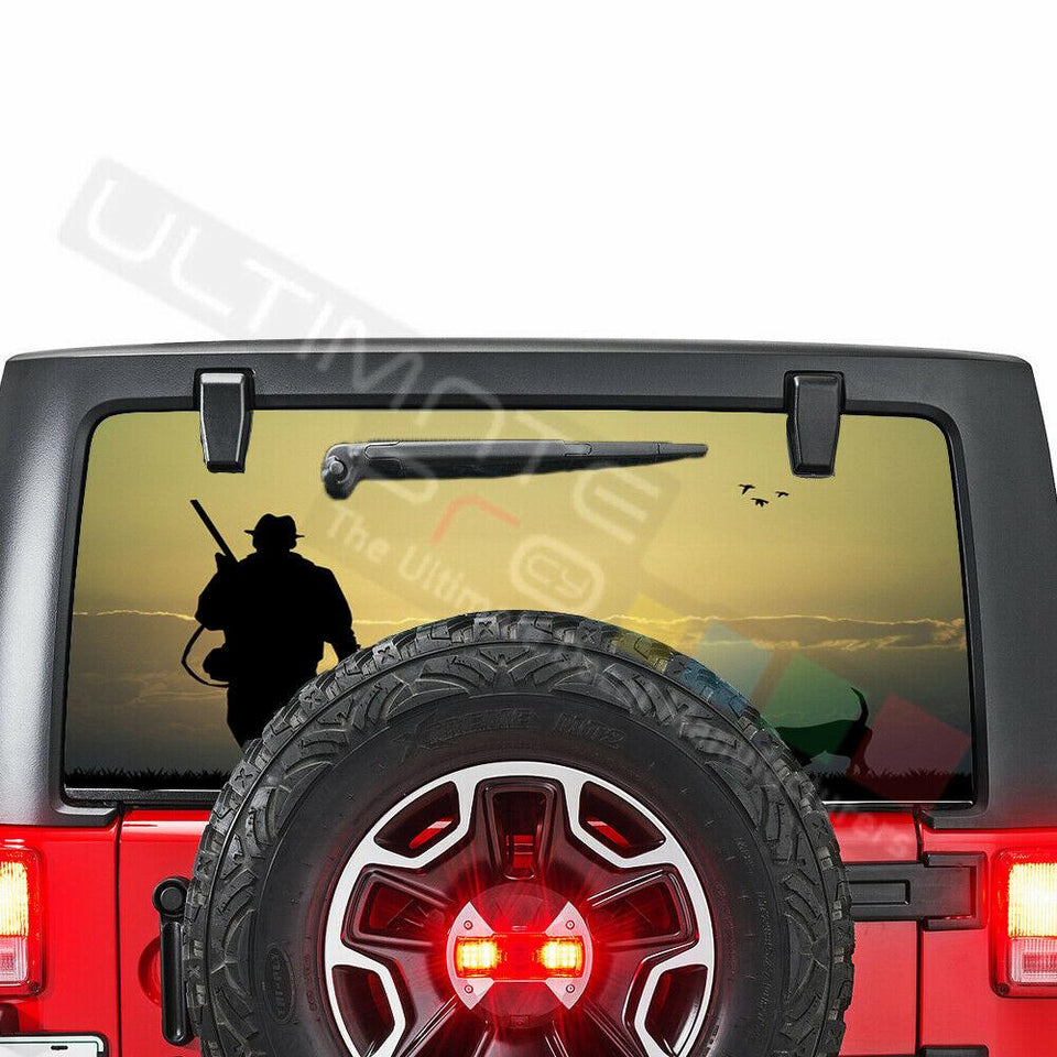 Camo Hunting See Thru Stickers Perforated for Jeep Wrangler 2 doors rear window