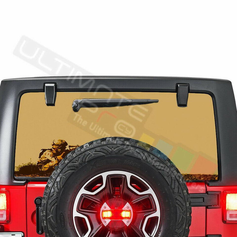 Camo Hunting See Thru Stickers Perforated for Jeep Wrangler 2 doors rear window