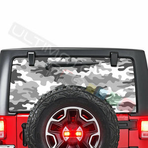 Camo Hunting See Thru Stickers Perforated for Jeep Wrangler 2 doors rear window