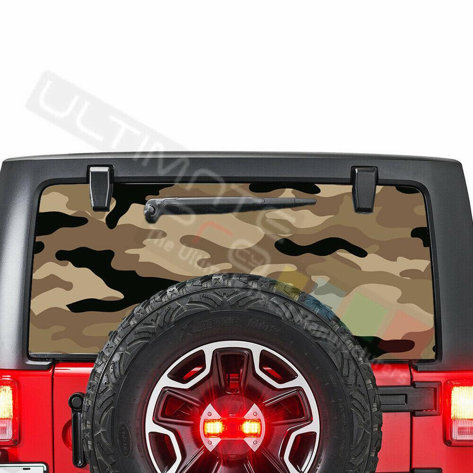 Camo Hunting See Thru Stickers Perforated for Jeep Wrangler 2 doors rear window