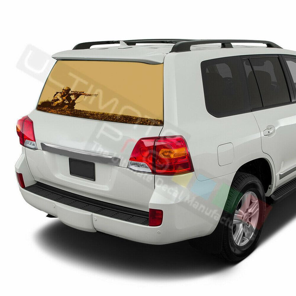 Camo Hunting Window See Thru Stickers Perforated for Toyota Land Cruiser Old