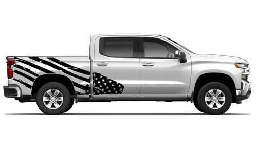 USA Flag wrap Graphics For Chevrolet Silverado 1500 2500 lift kit bed cover trim