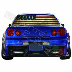 Country Flags Decals Window See Thru Stickers Perforated for Nissan Skyline 2019