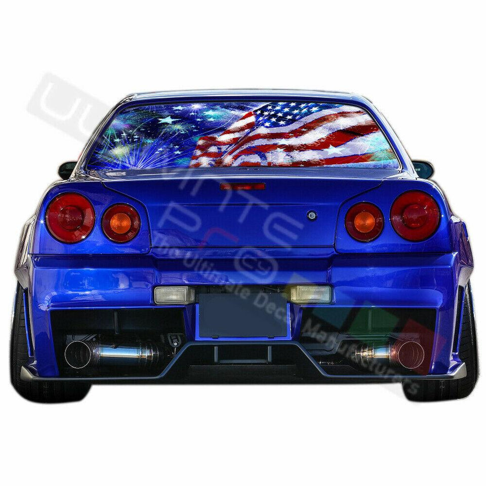 Country Flags Decals Window See Thru Stickers Perforated for Nissan Skyline 2019