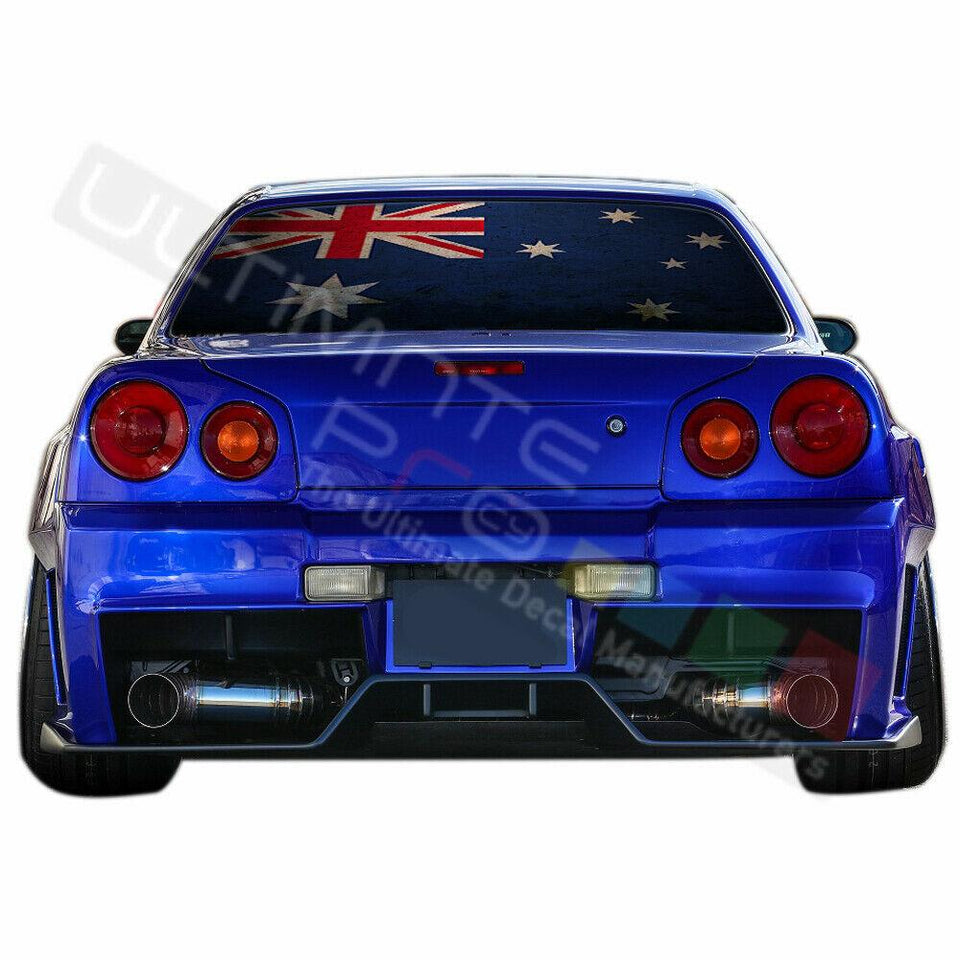 Country Flags Decals Window See Thru Stickers Perforated for Nissan Skyline 2019