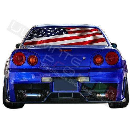Country Flags Decals Window See Thru Stickers Perforated for Nissan Skyline 2019
