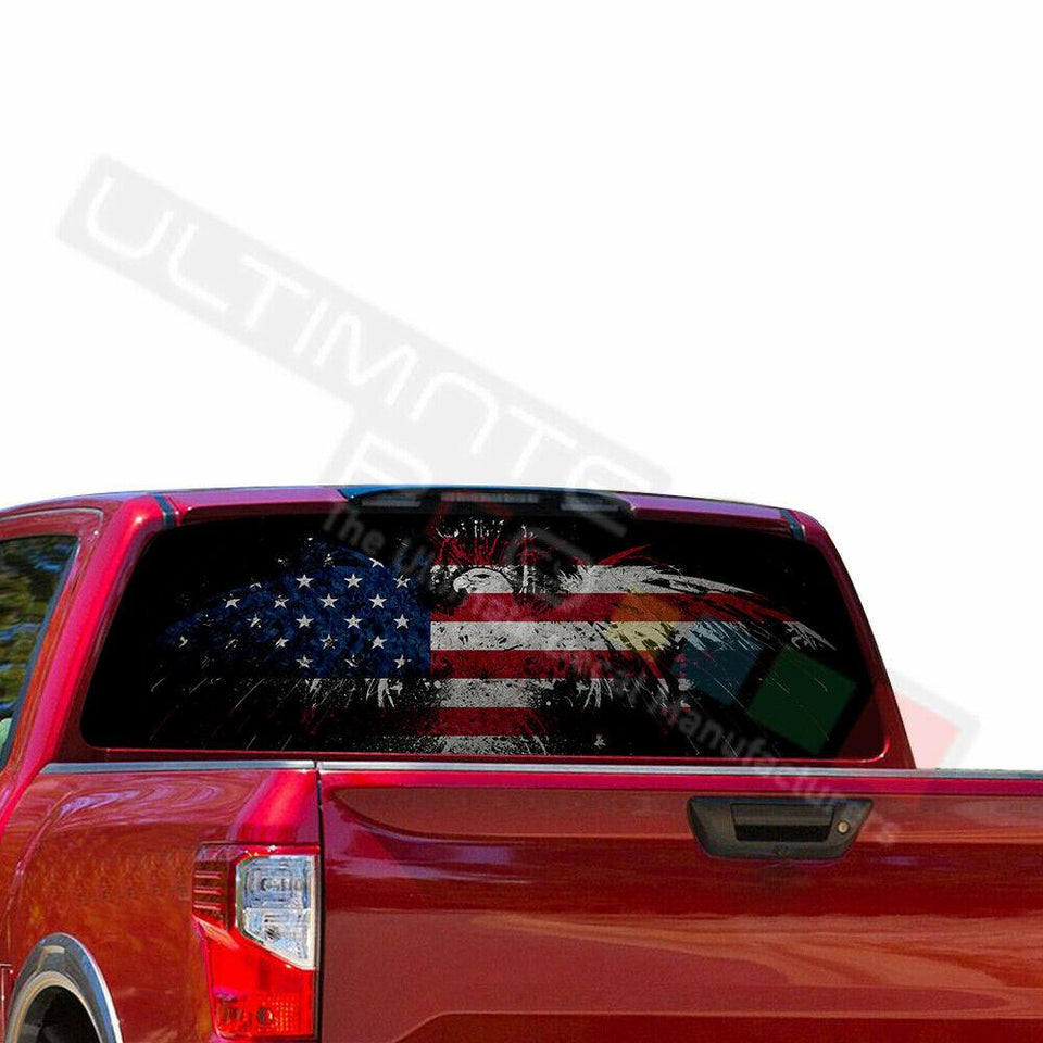 Country Flags Decals Window See Thru Stickers Perforated for Nissan Titan 2017