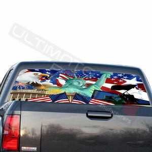 Country Flags Rear Window See Thru Stickers Perforated for GMC Sierra 2018 2019