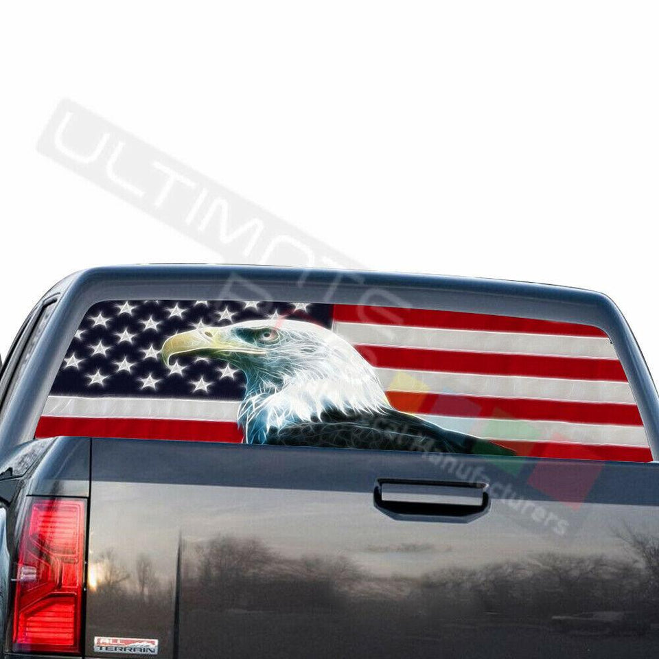 Country Flags Rear Window See Thru Stickers Perforated for GMC Sierra 2018 2019