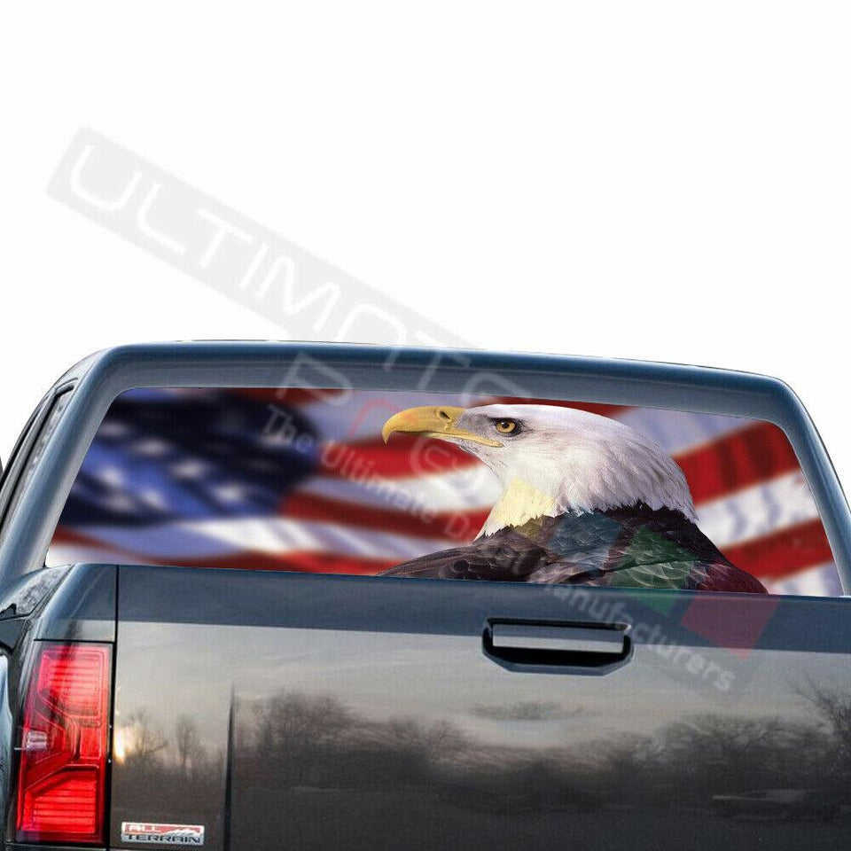 Country Flags Rear Window See Thru Stickers Perforated for GMC Sierra 2018 2019