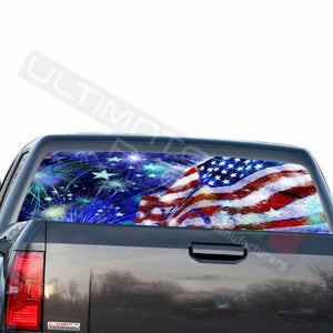 Country Flags Rear Window See Thru Stickers Perforated for GMC Sierra 2018 2019