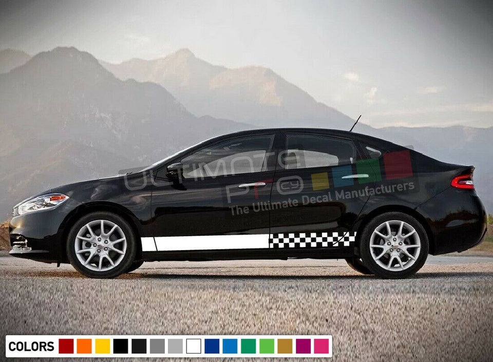 Checkered Retro stripes Decal rally Stripe compatible with Dodge Dart coupe carbon 2009 2010 2011 2012 2012 2013 2014 2015 2016 2017 2018 2019 2020 2021 2022 2023