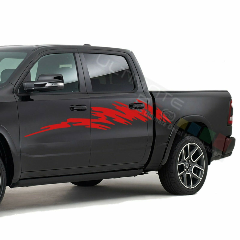 Decal Sticker Graphic Surf  Brush Side for Dodge Ram Cab Crew 1500 SRT8 RT 150