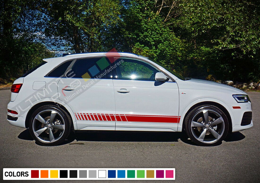 Decal sticker kit Stripe for Audi Q3 S Line turbo body Fender Skirt Si ...