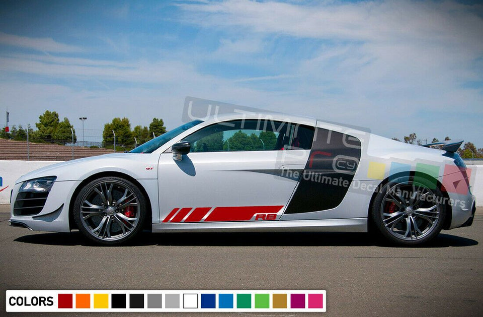 Decal sticker Stripe for Audi R8 body skirts mirror flare vent trim chrome door