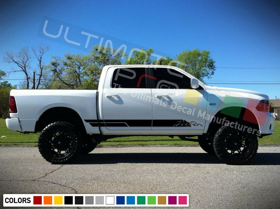 Decal Sticker Vinyl Lower Door Stripes kit for Dodge Ram 2009 2018 2019 4x4 lift