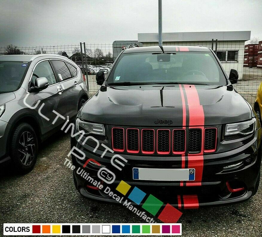 Decal Stripe full kit for Jeep Grand Cherokee Hood Bonnet Chrome 2013 2015 2017