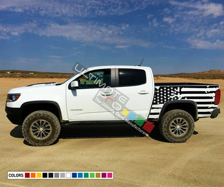 Decal wrap Side Stripe For Chevrolet Colorado USA Flag Off Road Bed 2014 2020