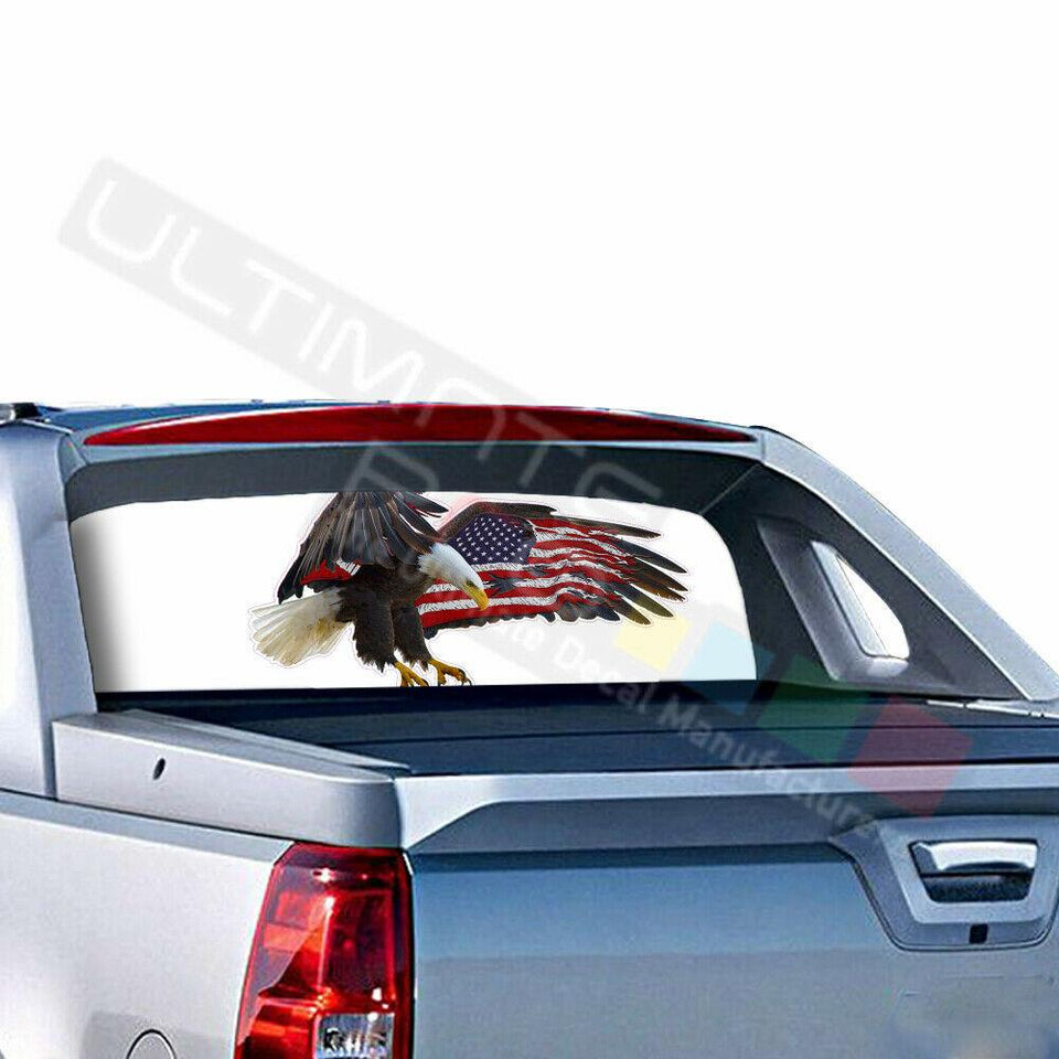 Eagle Decal Rear Window See Thru Sticker Perforated for Chevrolet Avalanche