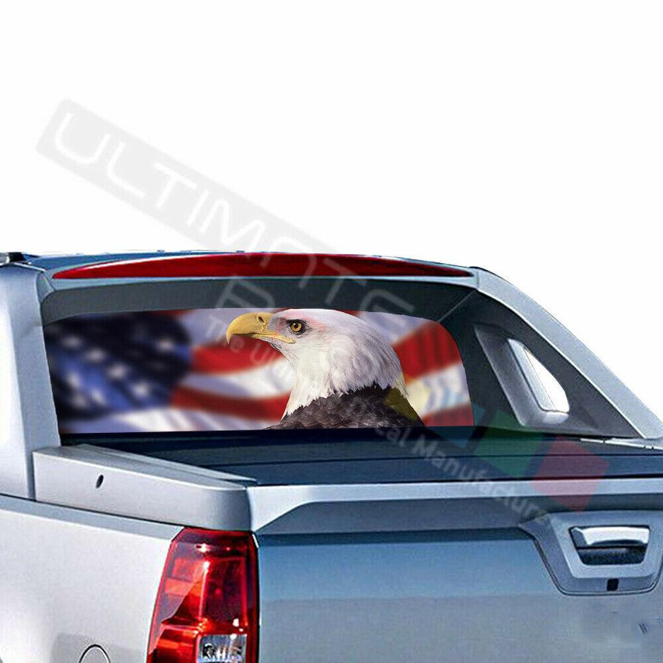 Eagle Decal Rear Window See Thru Sticker Perforated for Chevrolet Avalanche