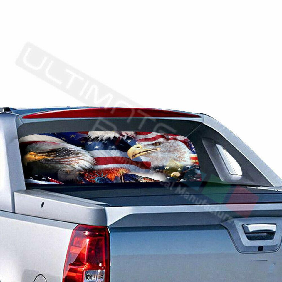 Eagle Decal Rear Window See Thru Sticker Perforated for Chevrolet Avalanche