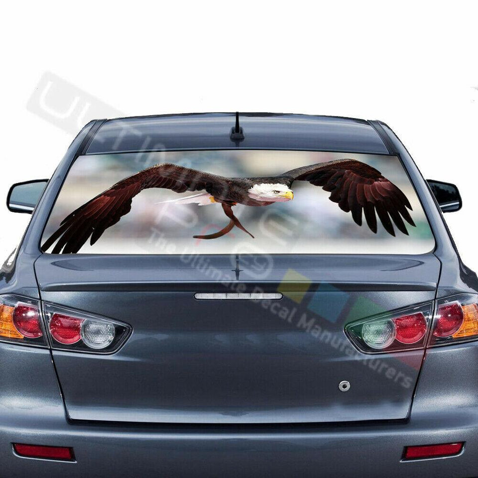 Eagles Design Decal Rear Window See Thru Stickers Perforated for Mitsubishin Evo