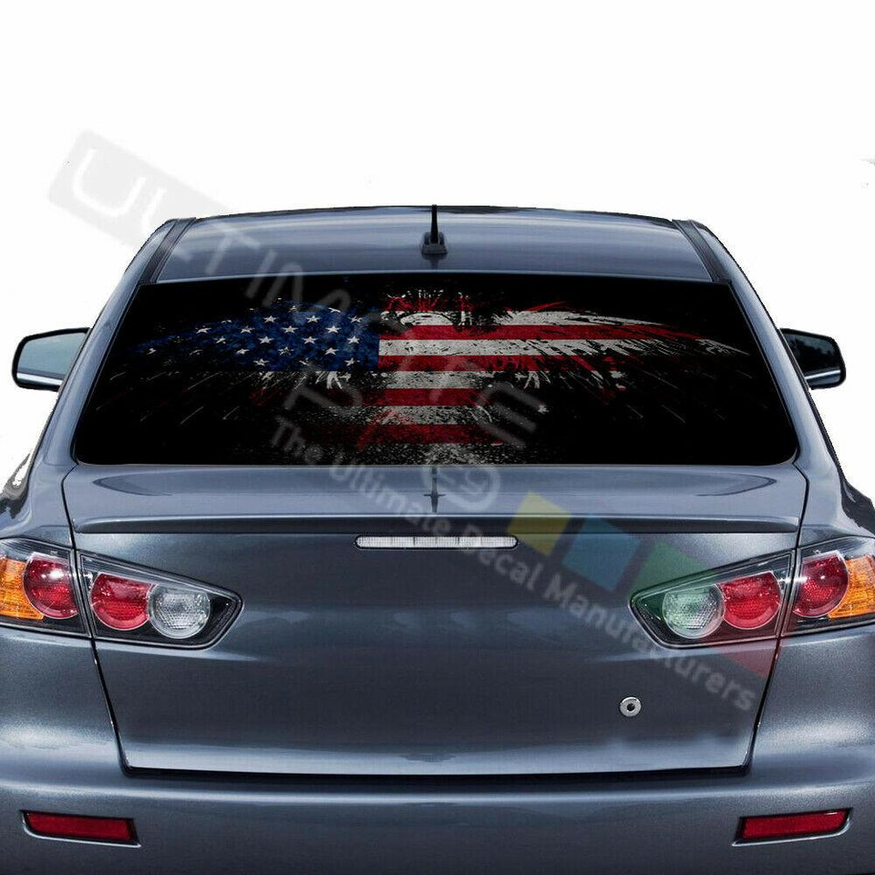 Eagles Design Decal Rear Window See Thru Stickers Perforated for Mitsubishin Evo