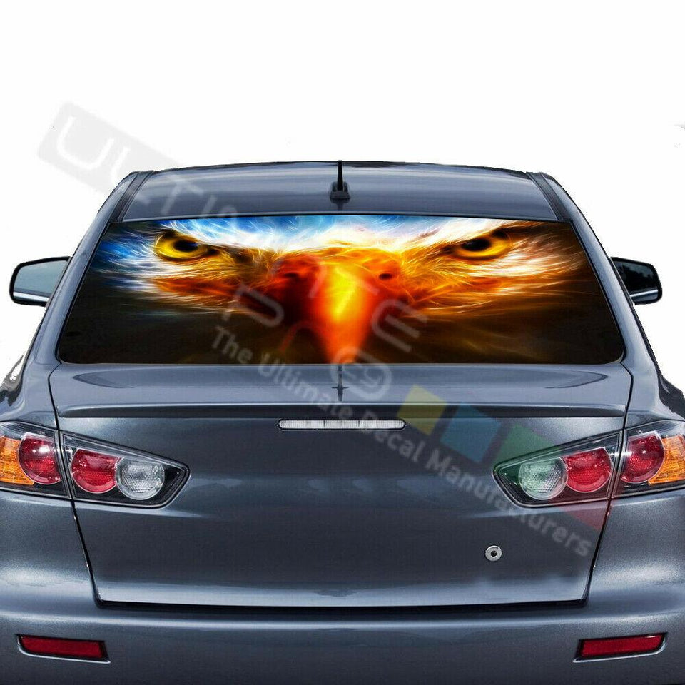 Eagles Design Decal Rear Window See Thru Stickers Perforated for Mitsubishin Evo