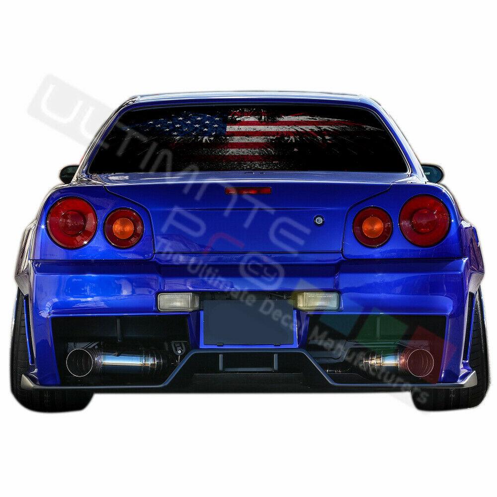 Eagles Design Decals Window See Thru Stickers Perforated for Nissan Skyline 2019