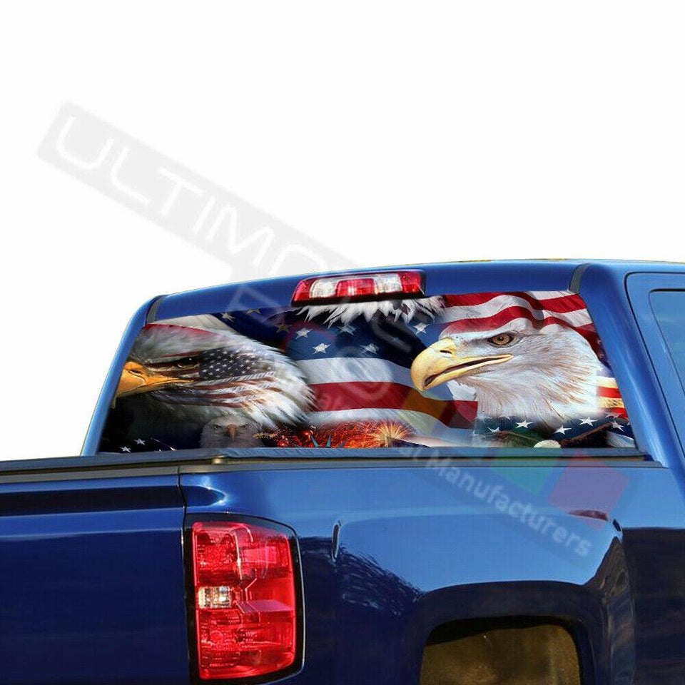 Eagles design Rear Window See Thru Stickers Perforated for Chevrolet Silverado