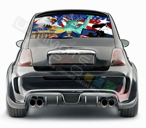 Eagles Designs Decals Rear Window See Thru Stickers Perforated for FIAT 500 2020