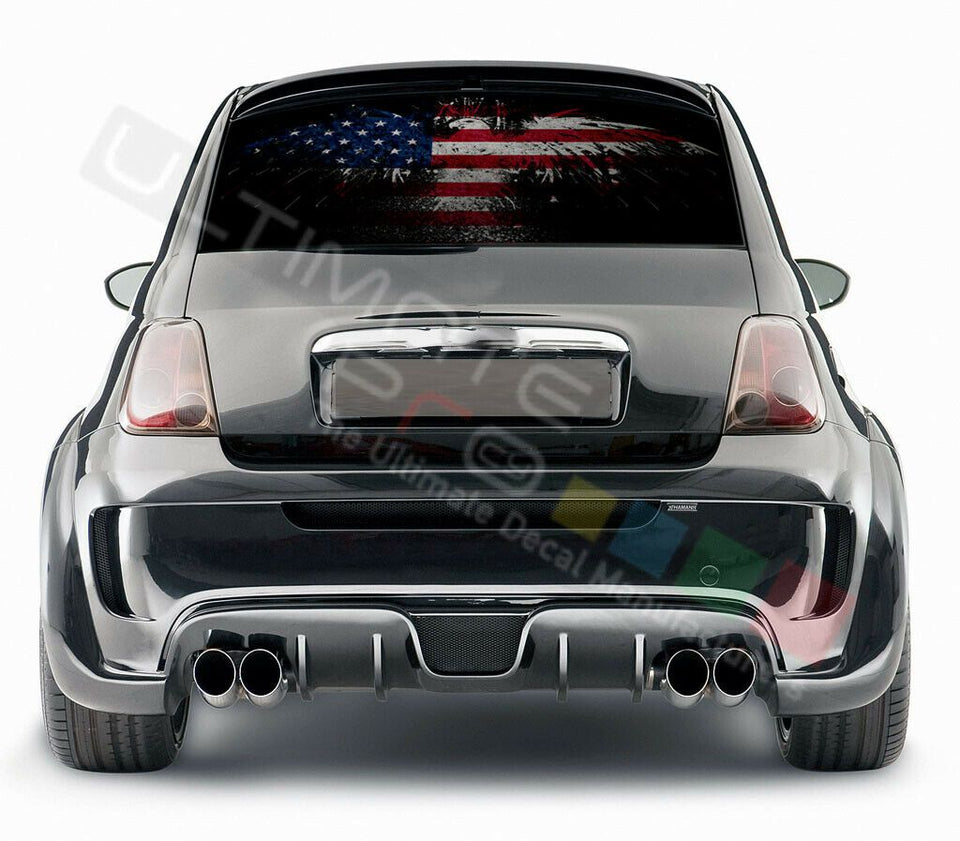 Eagles Designs Decals Rear Window See Thru Stickers Perforated for FIAT 500 2020