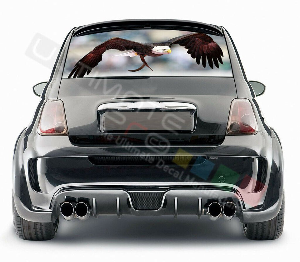 Eagles Designs Decals Rear Window See Thru Stickers Perforated for FIAT 500 2020