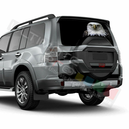 Eagles Designs Rear Window See Thru Stickers Perforated for Mitsubishi Pajero