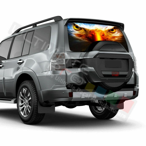Eagles Designs Rear Window See Thru Stickers Perforated for Mitsubishi Pajero