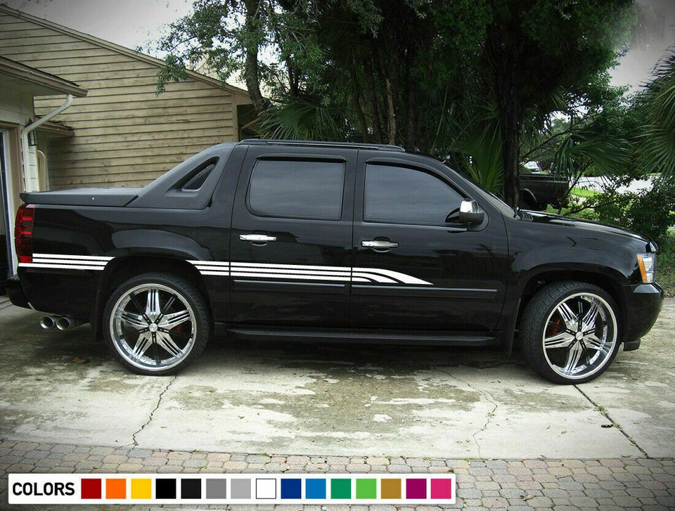 Edge Side Stripes Decal Sticker Kit for Chevrolet Avalanche Bed Mat Hard Cover