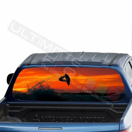 Fishing Decal Rear Window See Thru Stickers Perforated for Mitsubishin L200 2018