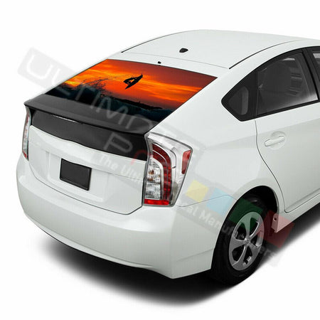 Fishing Decal Window See Thru Stickers Perforated for Toyota Prius 2017 2018