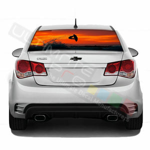 Fishing Decals Rear Window See Thru Sticker Perforated for Chevrolet Cruze 2020