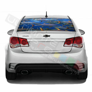 Fishing Decals Rear Window See Thru Sticker Perforated for Chevrolet Cruze 2020