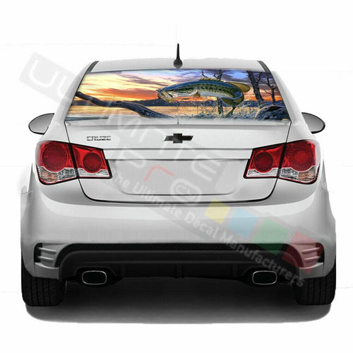 Fishing Decals Rear Window See Thru Sticker Perforated for Chevrolet Cruze 2020