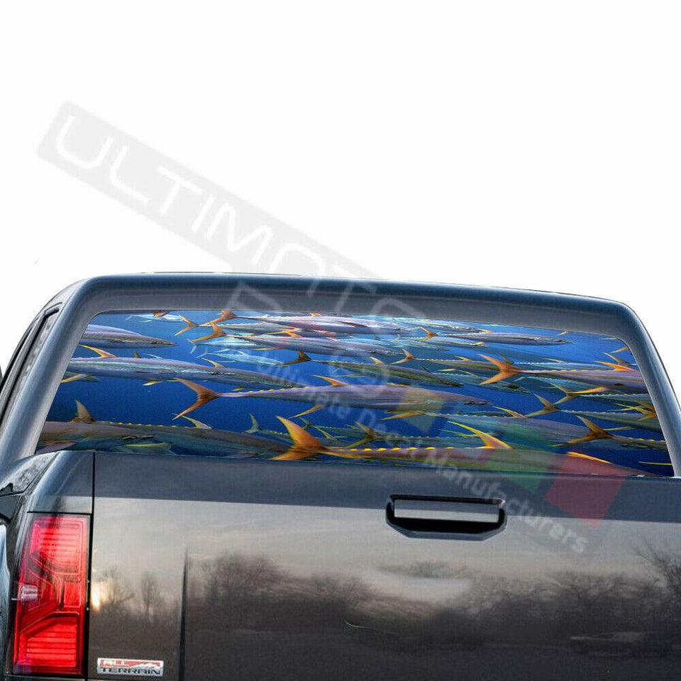 Fishing Decals Rear Window See Thru Stickers Perforated for GMC Sierra 2018 2019