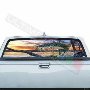 Fishing Decals Rear Window See Thru Stickers Perforated for Honda Ridgeline