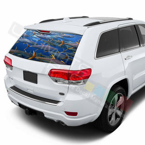 Fishing Decals Rear Window See Thru Stickers Perforated for Jeep Grand Cherokee