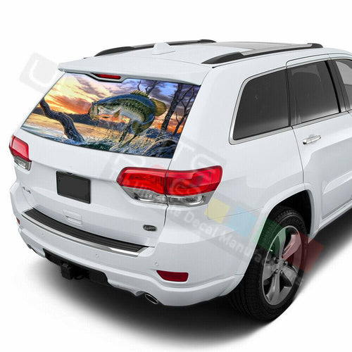 Fishing Decals Rear Window See Thru Stickers Perforated for Jeep Grand Cherokee