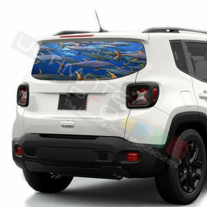 Fishing Decals Rear Window See Thru Stickers Perforated for Jeep Renegade 2020