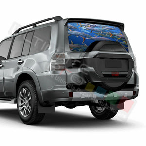 Fishing Decals Rear Window See Thru Stickers Perforated for Mitsubishi Pajero