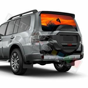 Fishing Decals Rear Window See Thru Stickers Perforated for Mitsubishi Pajero